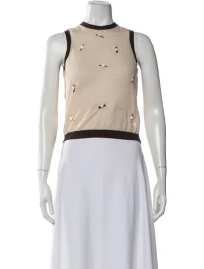 Pre-owned Siedres Floral Print Crew Neck Top In Neutrals