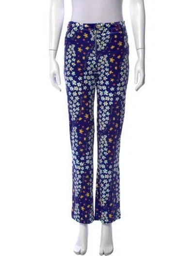 Pre-owned Siedres Floral Print Flared Pants In Blue