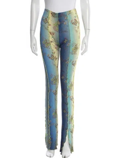Pre-owned Siedres Floral Print Flared Pants In Blue/yellow