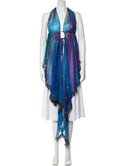 Pre-owned Siedres Floral Print Halterneck Top In Blue
