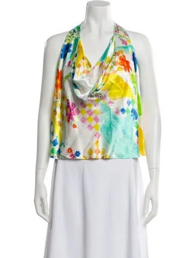 Pre-owned Siedres Floral Print Halterneck Top In Multi