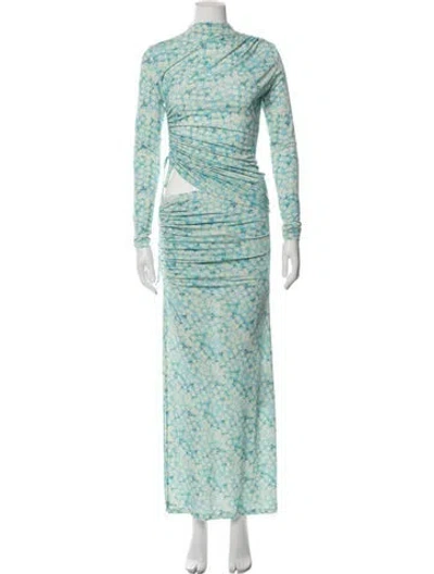 Pre-owned Siedres Floral Print Long Dress In Blue