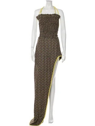 Pre-owned Siedres Floral Print Long Dress In Brown