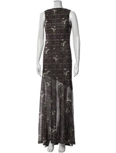 Pre-owned Siedres Floral Print Long Dress In Brown