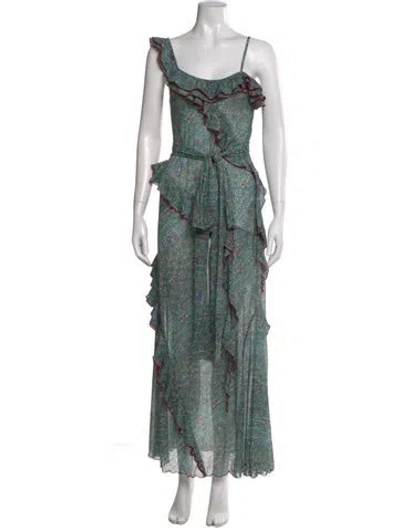 Pre-owned Siedres Floral Print Long Dress In Green