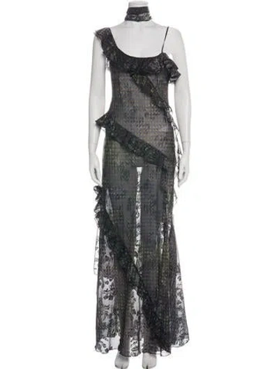 Pre-owned Siedres Floral Print Long Dress In Green
