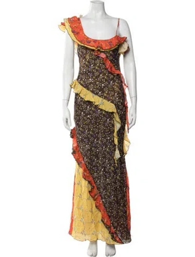 Pre-owned Siedres Floral Print Long Dress In Multicolor