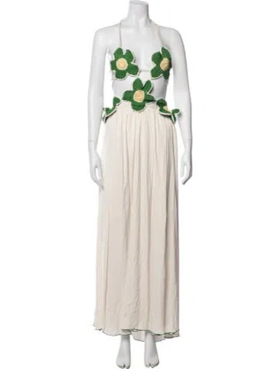 Pre-owned Siedres Floral Print Long Dress In Neutrals