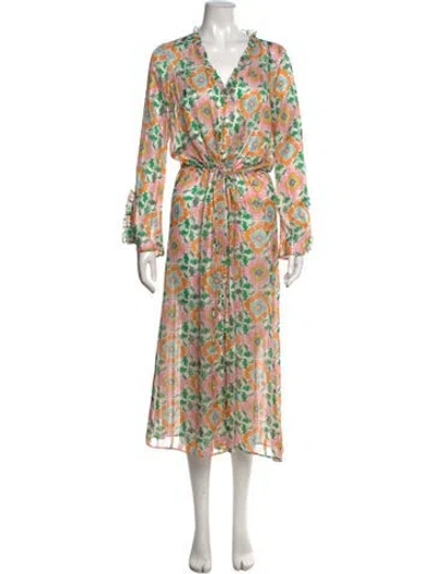 Pre-owned Siedres Floral Print Long Dress In Neutrals