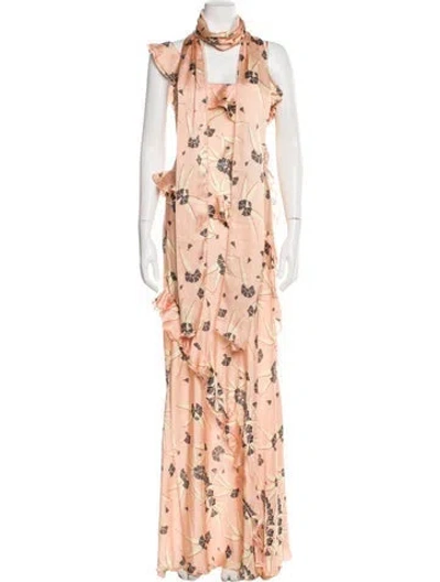 Pre-owned Siedres Floral Print Long Dress In Pink