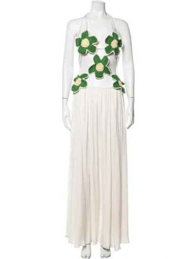 Pre-owned Siedres Floral Print Long Dress W/ Tags In Neutrals