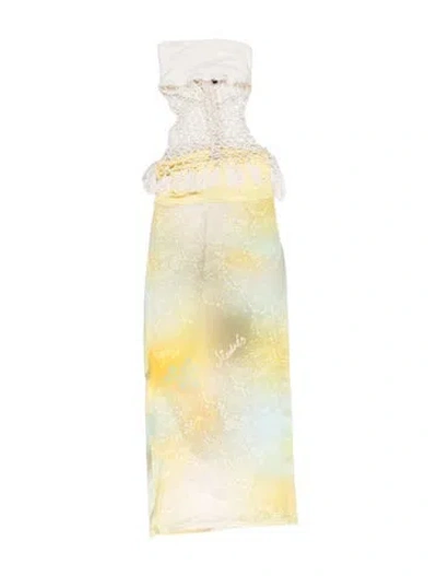 Pre-owned Siedres Floral Print Long Dress In Yellow