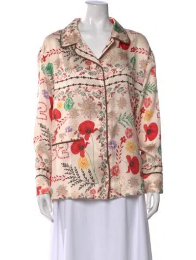 Pre-owned Siedres Floral Print Long Sleeve Blouse W/ Tags In Neutral