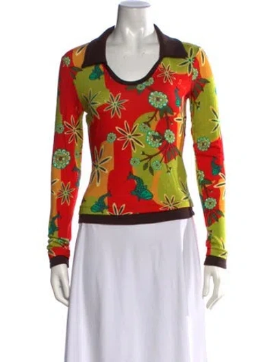 Pre-owned Siedres Floral Print Long Sleeve Top In Multicolor