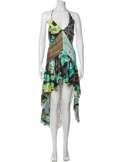 Pre-owned Siedres Floral Print Mini Dress In Green