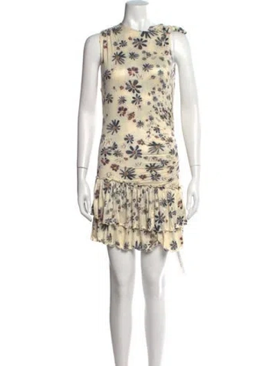 Pre-owned Siedres Floral Print Mini Dress In Neutral