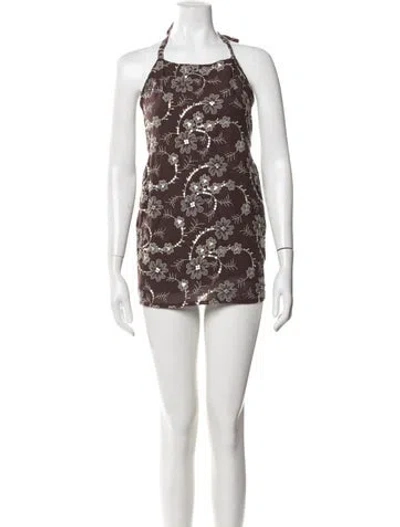 Pre-owned Siedres Floral Print Mini Dress W/ Tags In Brown