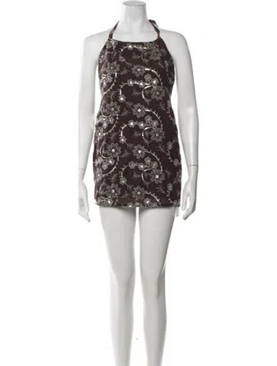 Pre-owned Siedres Floral Print Mini Dress W/ Tags In Brown