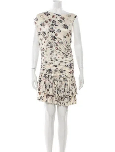 Pre-owned Siedres Floral Print Mini Dress W/ Tags In Neutrals