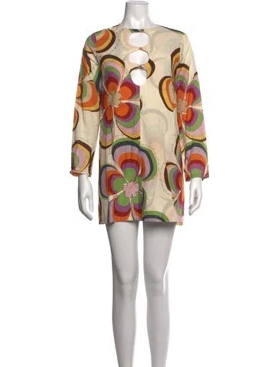 Pre-owned Siedres Floral Print Mini Dress In White