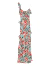 Siedres Floral-print Ruffled Dress In Blue