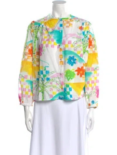 Pre-owned Siedres Floral Print Scoop Neck Blouse In Multi