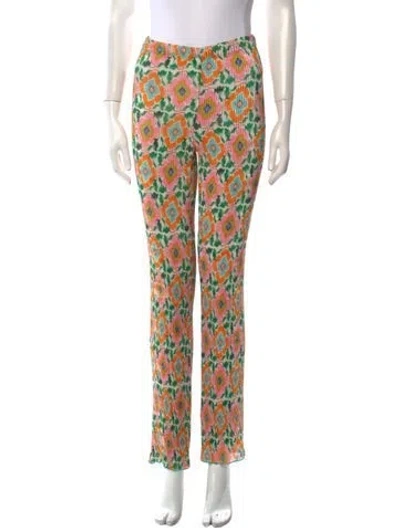 Pre-owned Siedres Floral Print Skinny Leg Pants In Orange