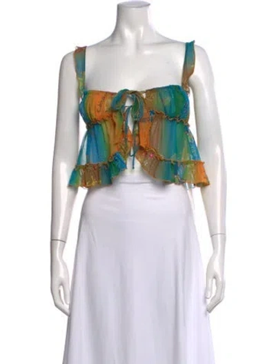 Pre-owned Siedres Floral Print Square Neckline Crop Top W/ Tags In Multi
