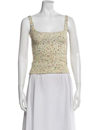 Pre-owned Siedres Floral Print Square Neckline Top W/ Tags In White
