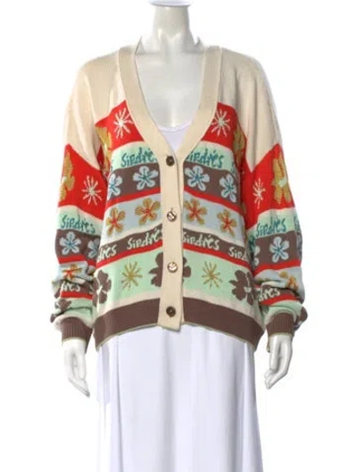Pre-owned Siedres Floral Print V-neck Sweater In Multi