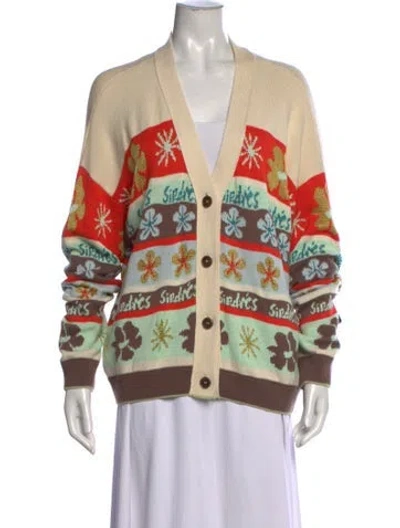Pre-owned Siedres Floral Print V-neck Sweater In Multi