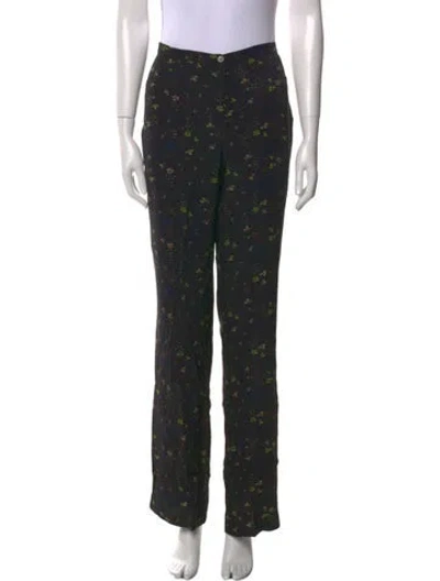 Pre-owned Siedres Floral Print Wide Leg Pants In Black