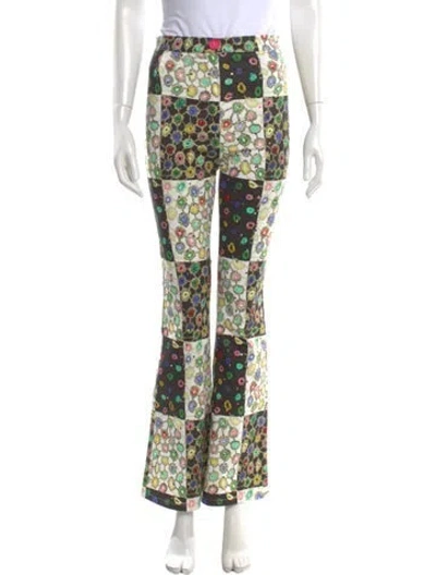 Pre-owned Siedres Floral Print Wide Leg Pants In Black