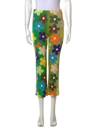 Pre-owned Siedres Floral Print Wide Leg Pants In Green