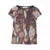 Siedres Floral-pattern Mesh Top In Multi