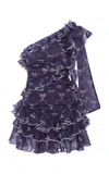 Siedres Frilla Ruffled Voile Mini Dress In Purple