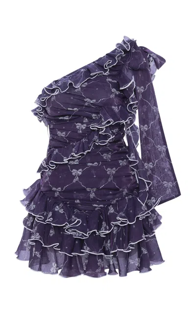 Siedres Frilla Ruffled Voile Mini Dress In Purple