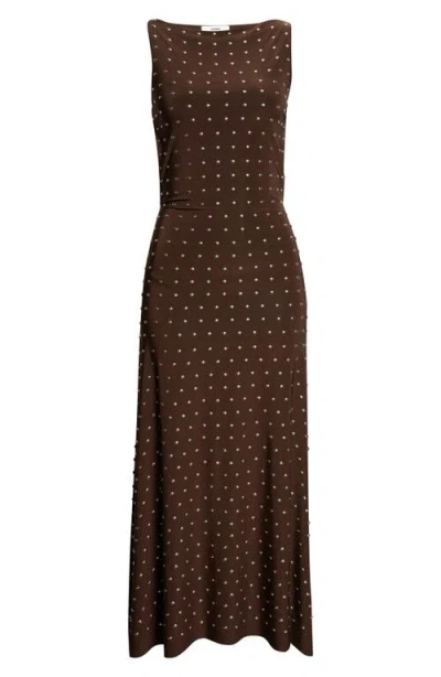 Siedres Stud-embellished Open-back Dress In Brown