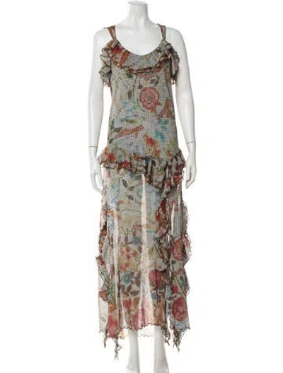 Pre-owned Siedres Graphic Print Long Dress In Multicolor