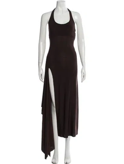 Pre-owned Siedres Halterneck Long Dress In Brown