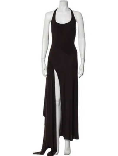 Pre-owned Siedres Halterneck Long Dress In Brown