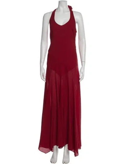 Pre-owned Siedres Halterneck Long Dress In Red