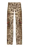 Siedres Ida Animal-print Stretch-cotton Straight-leg Pants In Multi