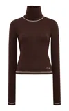 Siedres Indy Jersey Turtleneck Top In Brown