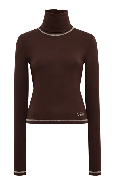 Siedres Indy Jersey Turtleneck Top In Brown