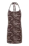 Siedres Ioana Sequined Backless Cotton Mini Dress In Brown