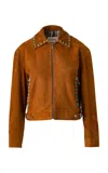 Siedres Ioaris Embellished Suede Jacket In Brown