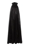 Siedres Iris Glittered Organza Halter Maxi Dress In Black