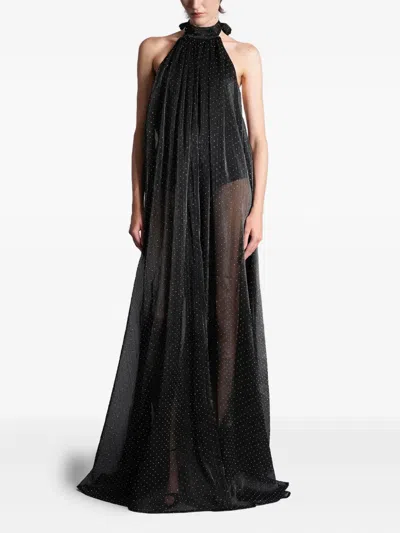 Siedres Iris Halterneck Polka-dot Dress In Black
