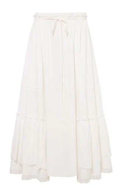 Siedres Jonaj Anglaise Cotton Maxi Skirt In White